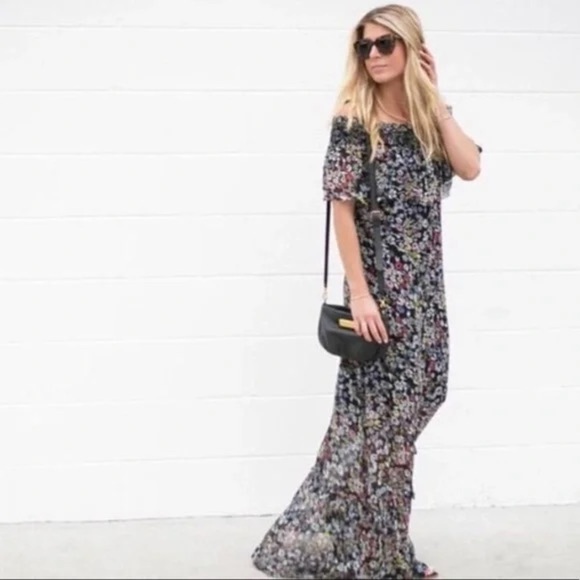 Rebecca Minkoff Black Off-The-Shoulder Maxi Dress with Flutter Sleeves - Picture 7 of 12